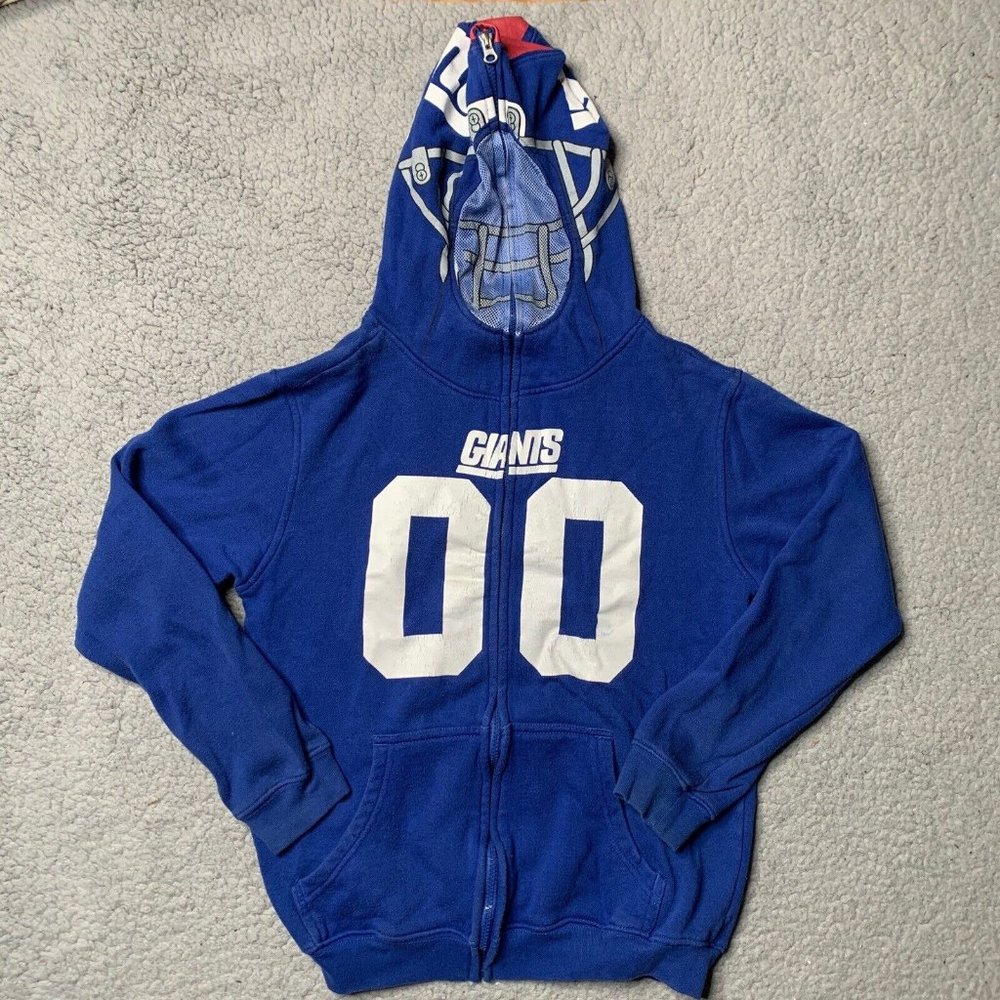 New York Giants Hoodie Youth L Helmet Hood Mask Full Zip Hooded Sweatshirt 14-16
